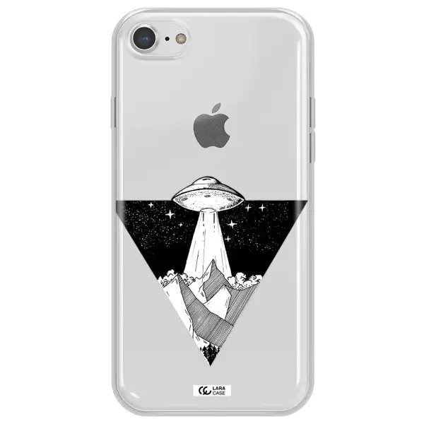 a triangle with a ufo in the sky Apple iPhone 8 Clear TPU Case