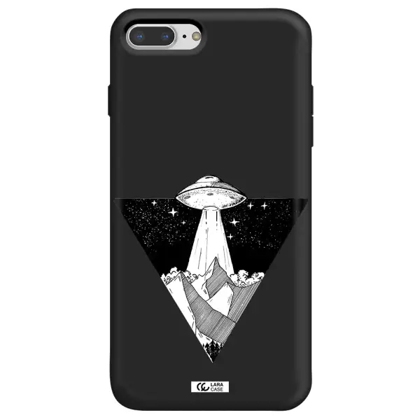 a triangle with a ufo in the sky Apple iPhone 8 plus Silicone black Case