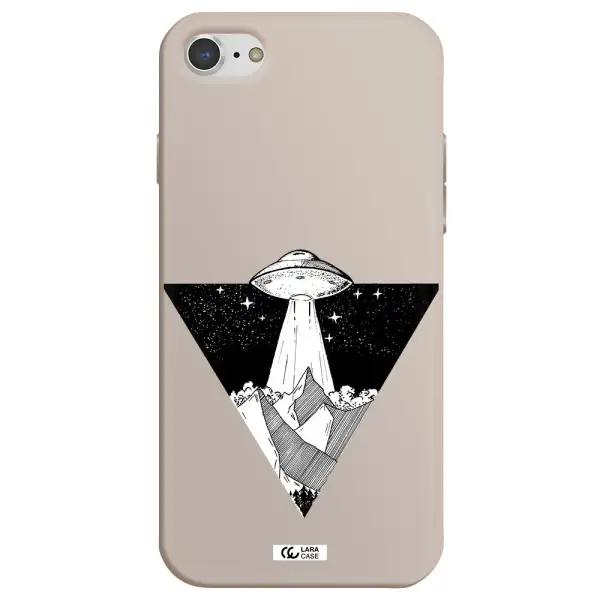 a triangle with a ufo in the sky Apple iPhone 8 Silicone Stone Case