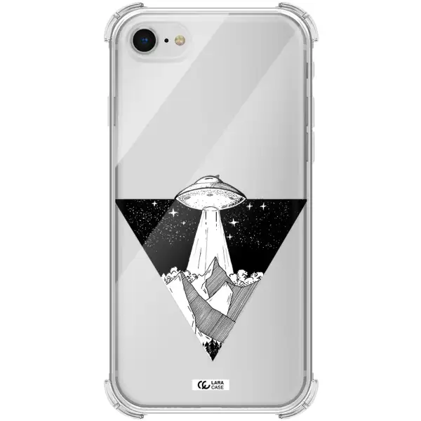 a triangle with a ufo in the sky Apple iPhone se 2020 Clear PC Case