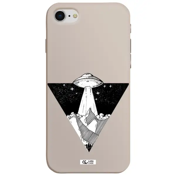 a triangle with a ufo in the sky Apple iPhone se 2020 Silicone Stone Case