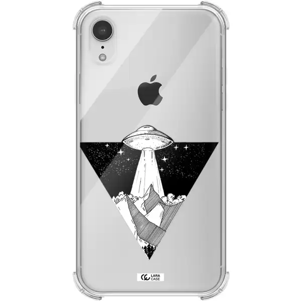 a triangle with a ufo in the sky Apple iPhone XR Clear PC Case