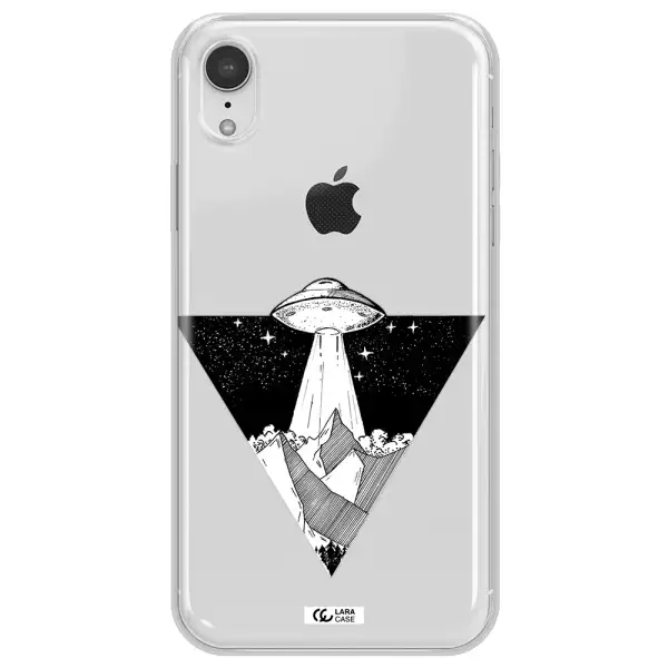a triangle with a ufo in the sky Apple iPhone XR Clear TPU Case