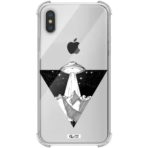 a triangle with a ufo in the sky Apple iPhone XS Clear PC Case