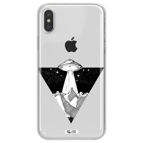 a triangle with a ufo in the sky Apple iPhone XS max Clear TPU Case