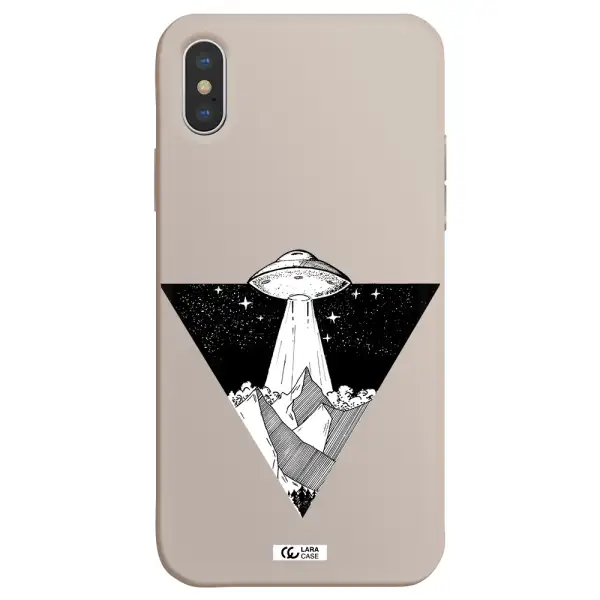 a triangle with a ufo in the sky Apple iPhone XS Silicone Stone Case