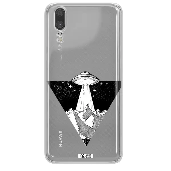 a triangle with a ufo in the sky Huawei P20 Clear TPU Case