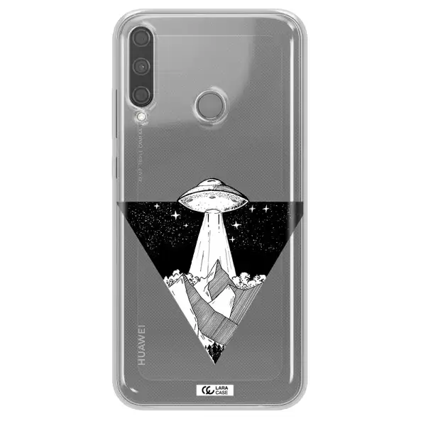 a triangle with a ufo in the sky Huawei P40 Lite E Clear TPU Case