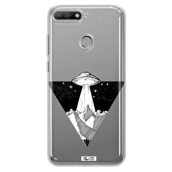 a triangle with a ufo in the sky Huawei Y6 Prime 2018 Clear TPU Case