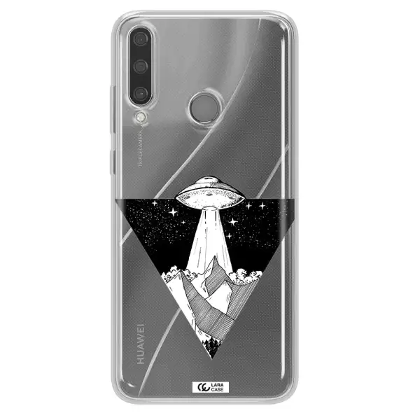 a triangle with a ufo in the sky Huawei Y6P Clear TPU Case