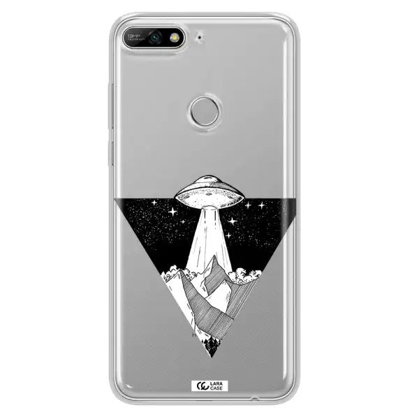 a triangle with a ufo in the sky Huawei Y7 2018 Clear TPU Case