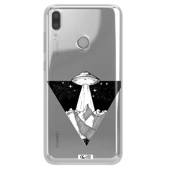 a triangle with a ufo in the sky Huawei Y7 2019 Clear TPU Case