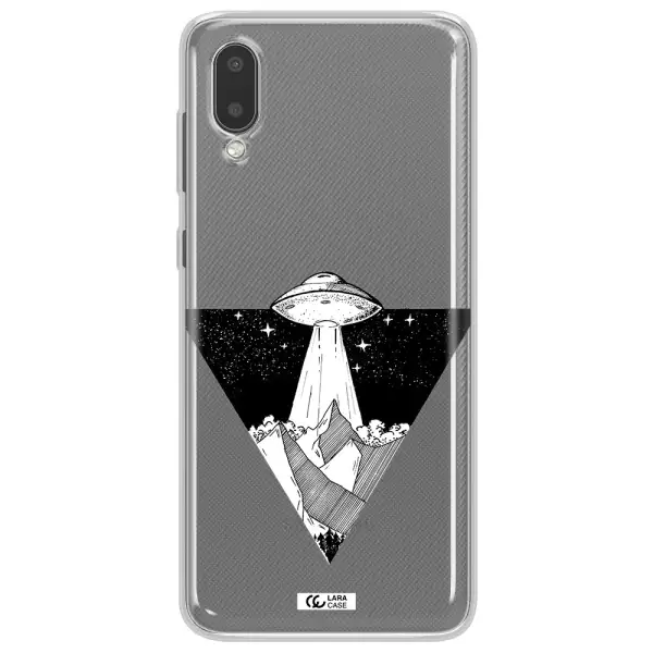 a triangle with a ufo in the sky Samsung A02 Clear TPU Case