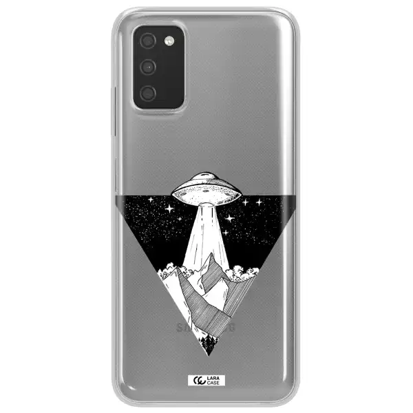 a triangle with a ufo in the sky Samsung A03S Clear TPU Case