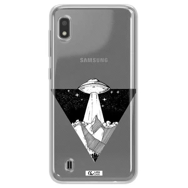 a triangle with a ufo in the sky Samsung A10 Clear TPU Case