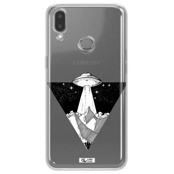 a triangle with a ufo in the sky Samsung A10S Clear TPU Case