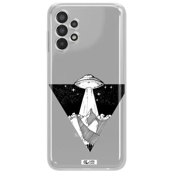 a triangle with a ufo in the sky Samsung A13 Clear TPU Case