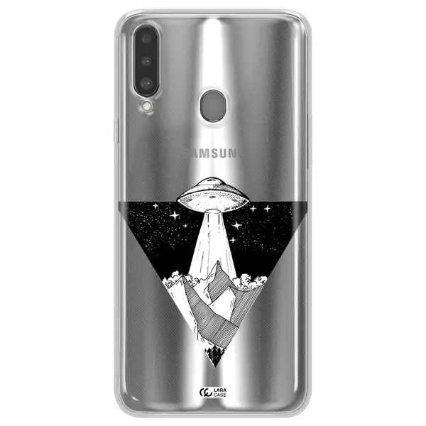 a triangle with a ufo in the sky Samsung A20S Clear TPU Case