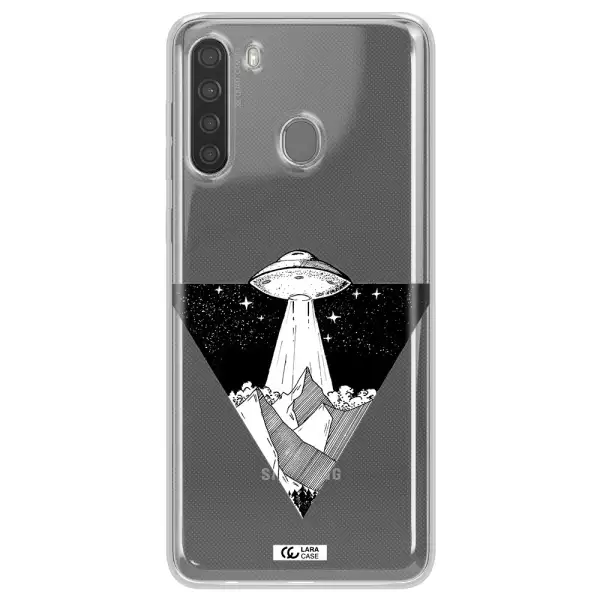 a triangle with a ufo in the sky Samsung A21 Clear TPU Case