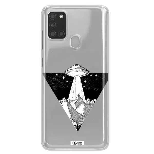 a triangle with a ufo in the sky Samsung A21S Clear TPU Case