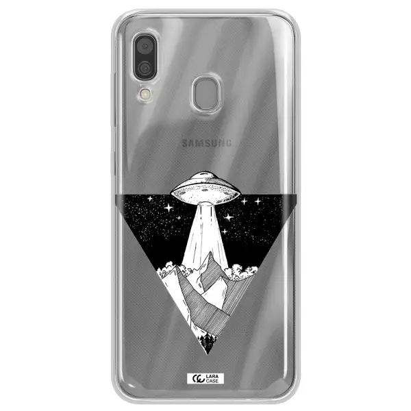 a triangle with a ufo in the sky Samsung A30 Clear TPU Case
