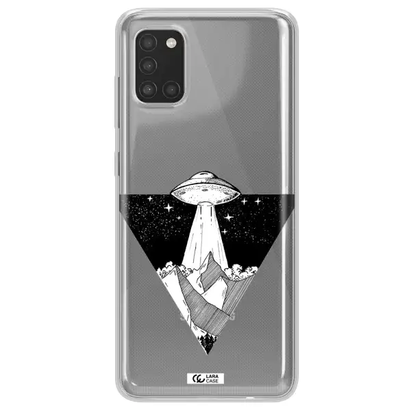 a triangle with a ufo in the sky Samsung A31 Clear TPU Case