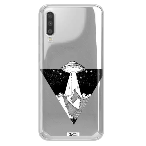 a triangle with a ufo in the sky Samsung A50 Clear TPU Case