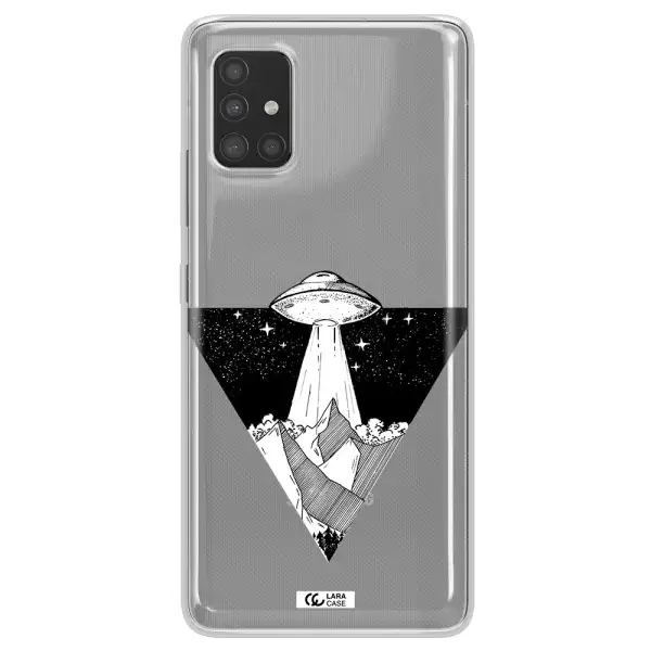 a triangle with a ufo in the sky Samsung A51 Clear TPU Case