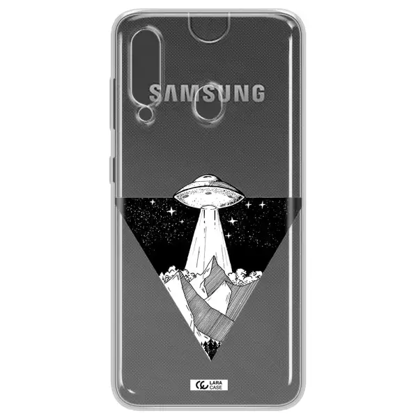 a triangle with a ufo in the sky Samsung A60 Clear TPU Case