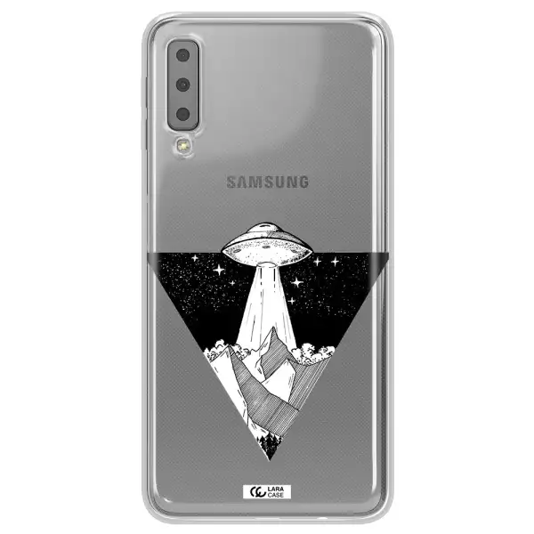 a triangle with a ufo in the sky Samsung A7 2018 Clear TPU Case