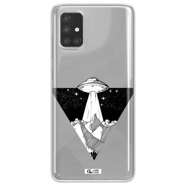 a triangle with a ufo in the sky Samsung A71 Clear TPU Case