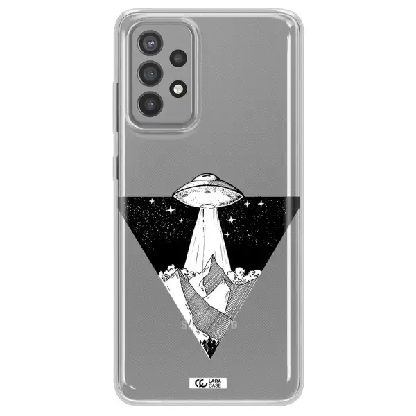 a triangle with a ufo in the sky Samsung A72 Clear TPU Case