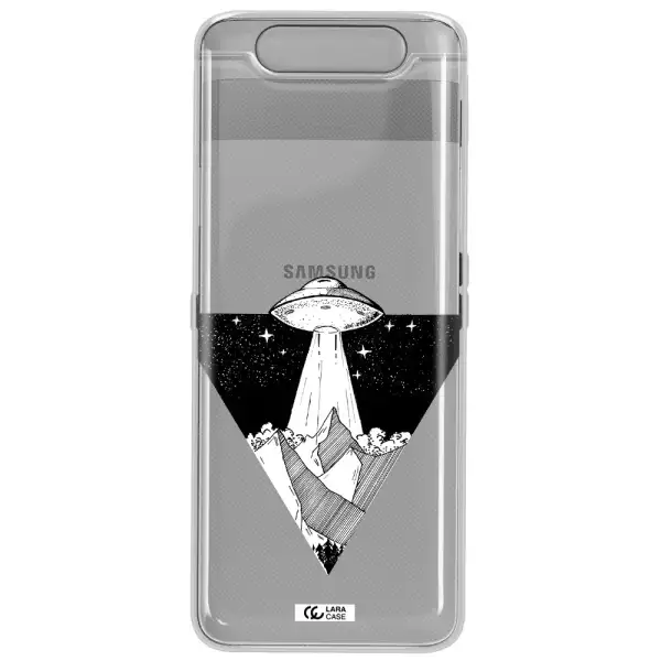 a triangle with a ufo in the sky Samsung A80 Clear TPU Case
