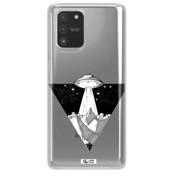 a triangle with a ufo in the sky Samsung A91 Clear TPU Case