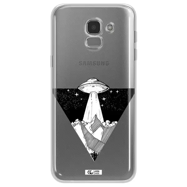 a triangle with a ufo in the sky Samsung J6 Clear TPU Case