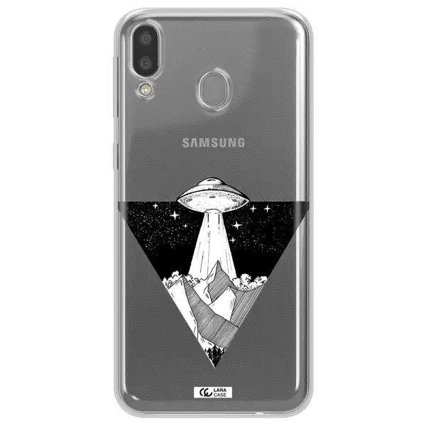 a triangle with a ufo in the sky Samsung M20 Clear TPU Case
