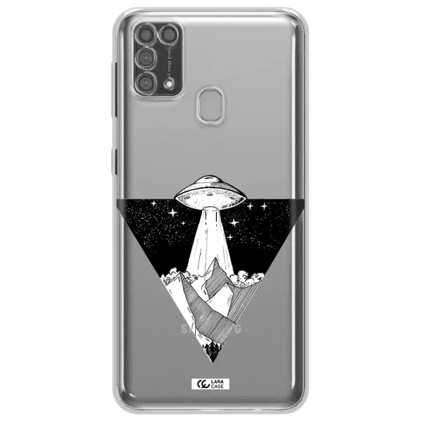 a triangle with a ufo in the sky Samsung M31 Clear TPU Case