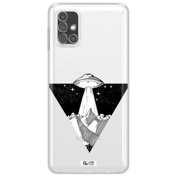 a triangle with a ufo in the sky Samsung M51 Clear TPU Case