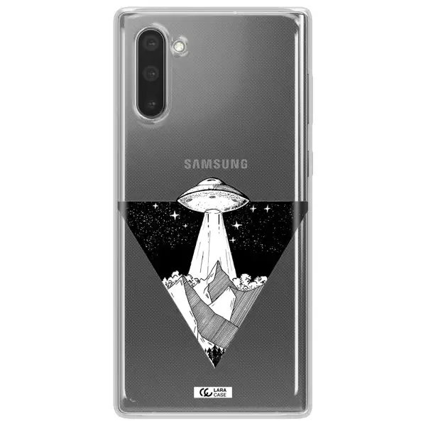 a triangle with a ufo in the sky Samsung Note 10 Clear TPU Case