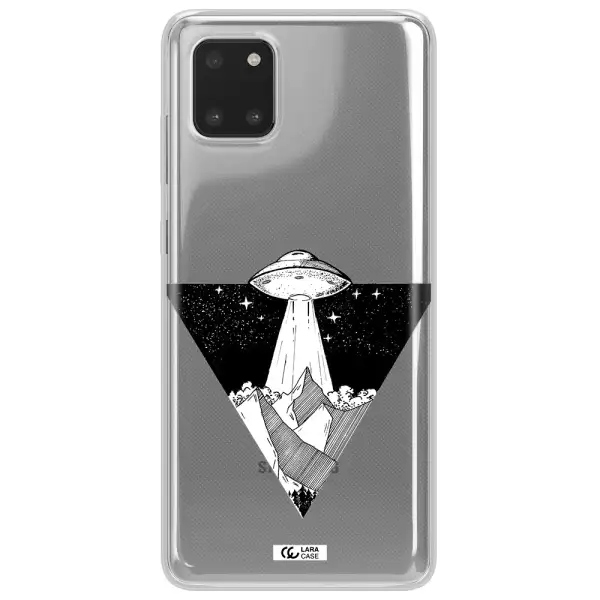 a triangle with a ufo in the sky Samsung Note 10 Lite Clear TPU Case
