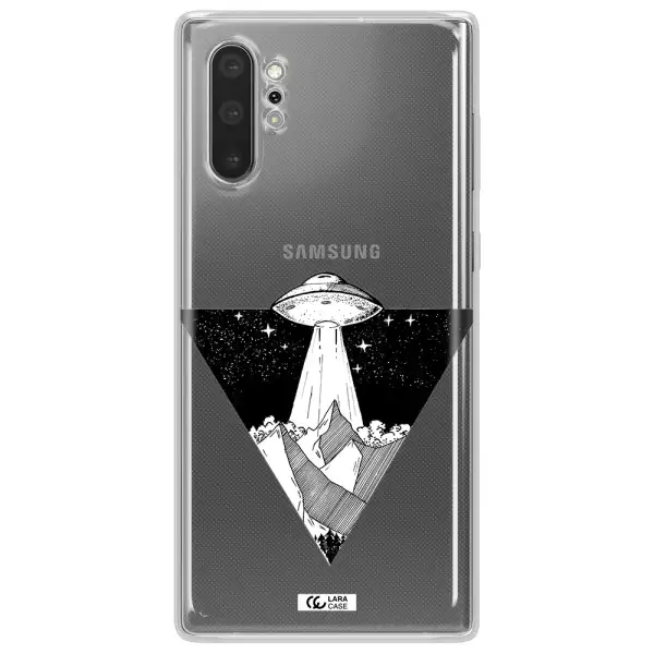 a triangle with a ufo in the sky Samsung Note 10 Plus Clear TPU Case