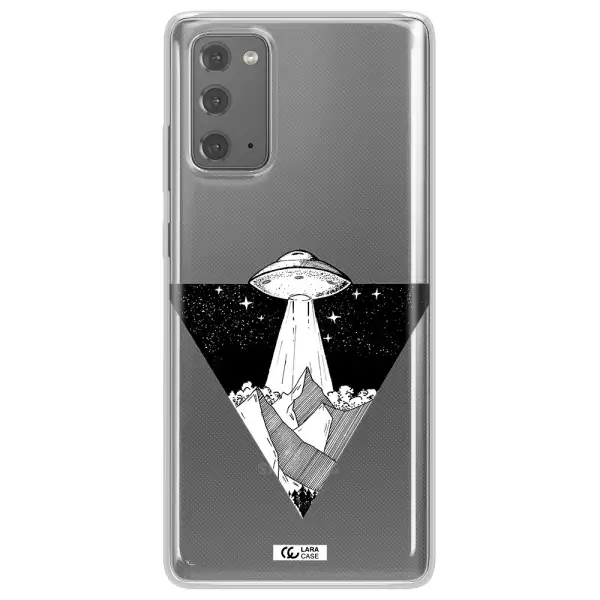 a triangle with a ufo in the sky Samsung Note 20 Clear TPU Case