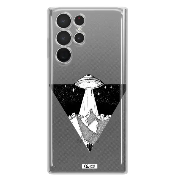 a triangle with a ufo in the sky Samsung S 22 Ultra Clear TPU Case