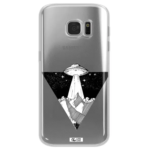 a triangle with a ufo in the sky Samsung S 7 Clear TPU Case