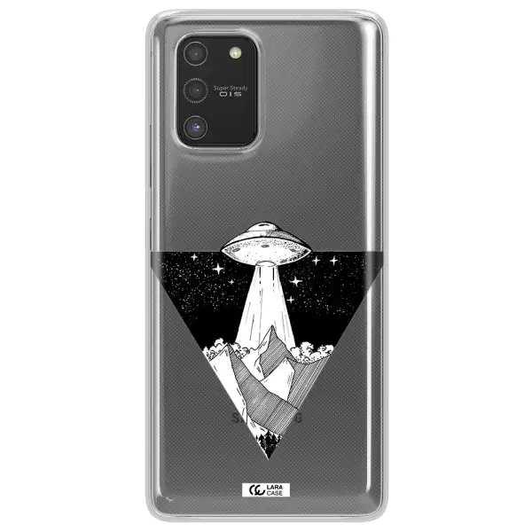 a triangle with a ufo in the sky Samsung S10 Lite Clear TPU Case