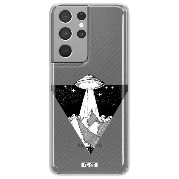 a triangle with a ufo in the sky Samsung S21 Ultra Clear TPU Case