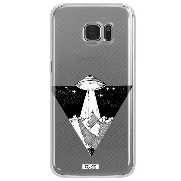 a triangle with a ufo in the sky Samsung S7 Edge Clear TPU Case