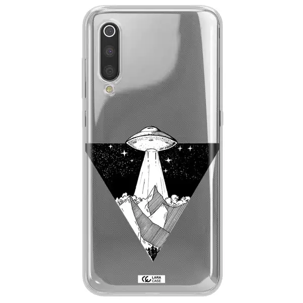 a triangle with a ufo in the sky Xiaomi Mi 9 Clear TPU Case