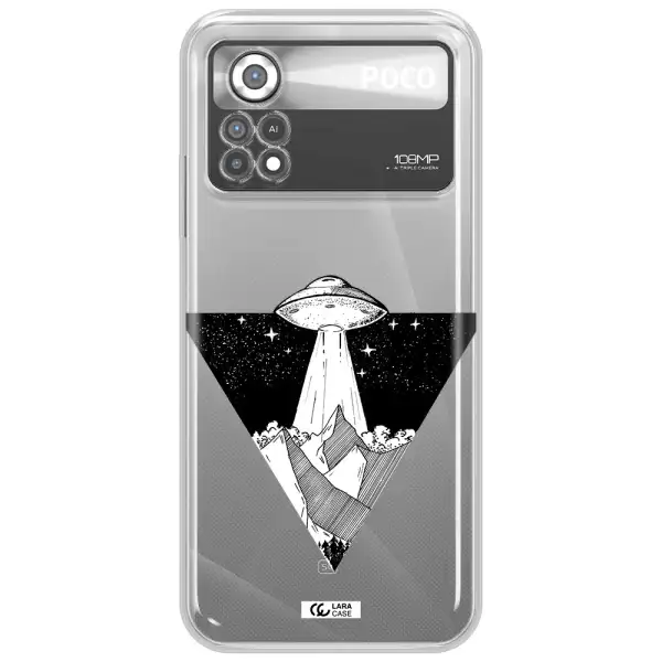 a triangle with a ufo in the sky Xiaomi Poco X4 Pro Clear TPU Case