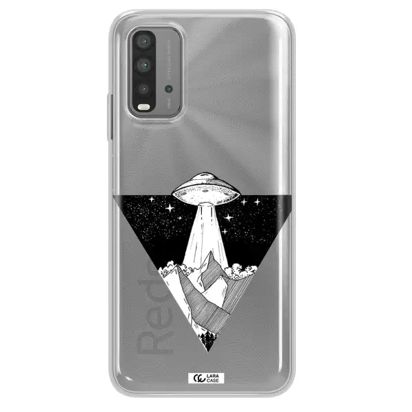 a triangle with a ufo in the sky Xiaomi Redmi 9T Clear TPU Case